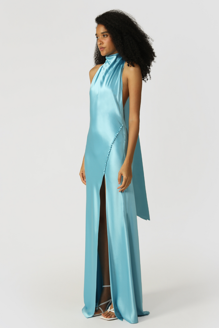 Penelope Satin Gown in Blue by Sau Lee - RENTAL – The Fitzroy