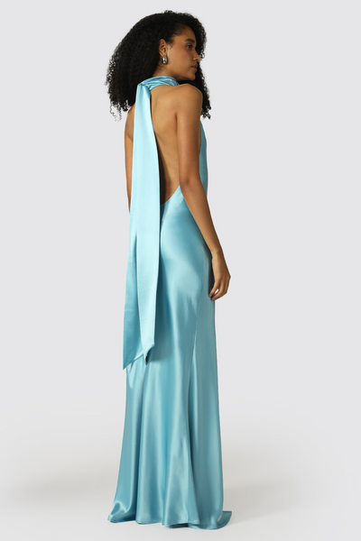 Penelope Satin Gown in Blue by Sau Lee - RENTAL