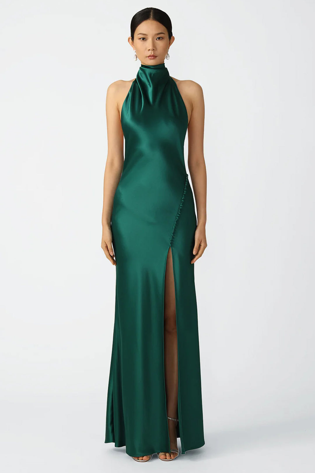 Penelope Satin Gown in Green by Sau Lee - RENTAL – The Fitzroy