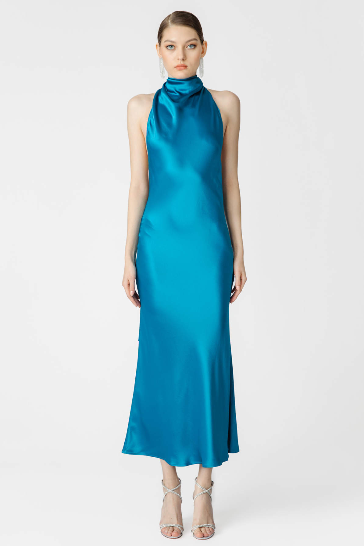 Pippa Petite Satin Gown in Peacock by Sau Lee - RENTAL The Fitzroy Pippa Petite Satin Gown in Peacock by Sau Lee - RENTAL The Fitzroy
