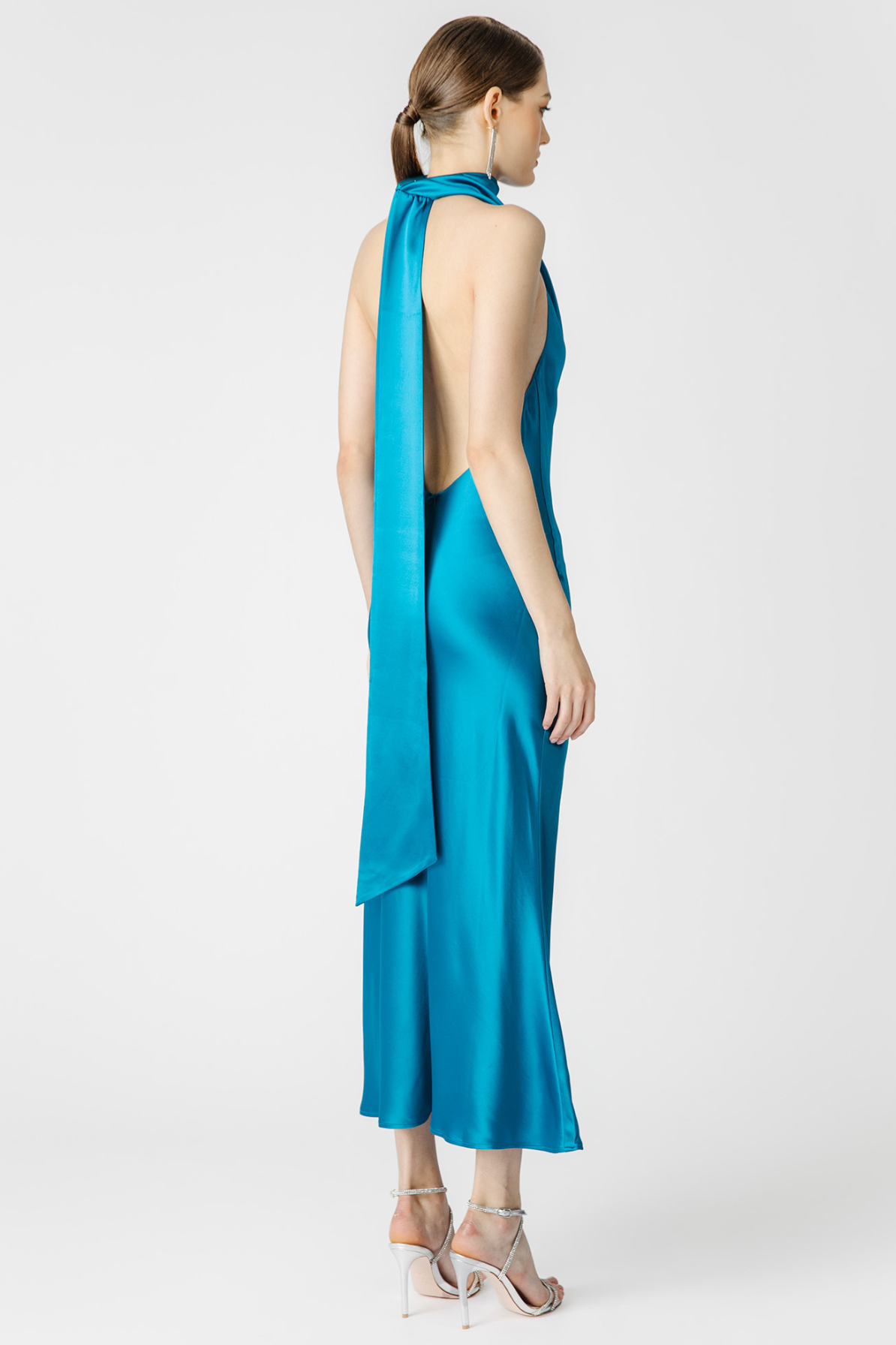 Pippa Petite Satin Gown in Peacock by Sau Lee - RENTAL The Fitzroy Pippa Petite Satin Gown in Peacock by Sau Lee - RENTAL The Fitzroy