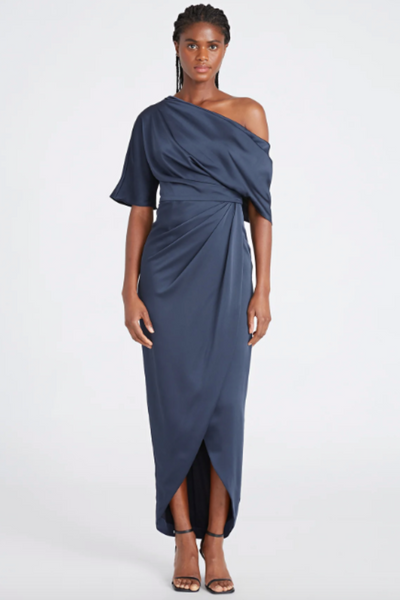 Rayna One Shoulder Draped Dress by Theia Couture - RENTAL