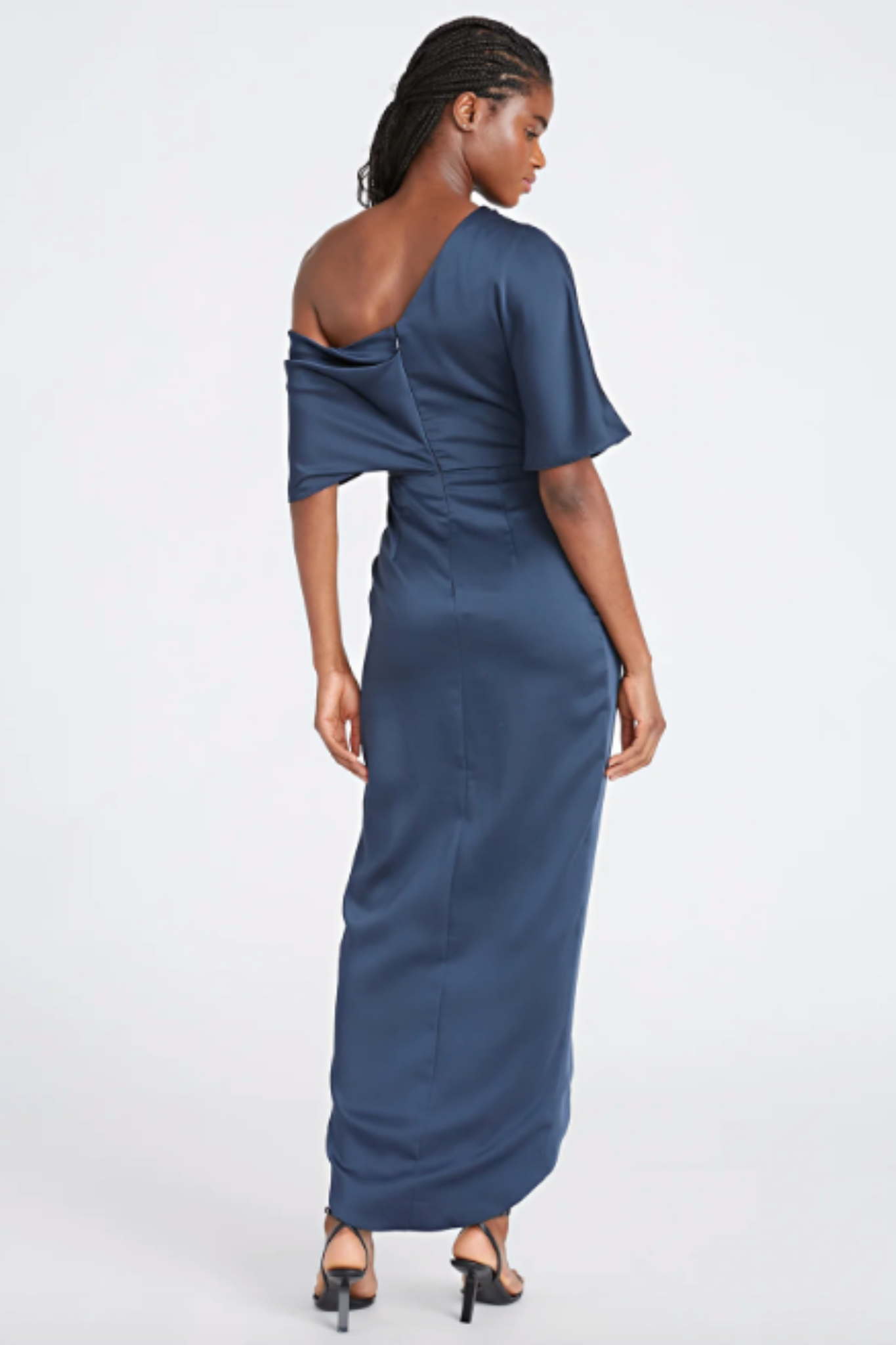 Rayna One Shoulder Draped Dress in Blue by Theia Couture - RENTAL