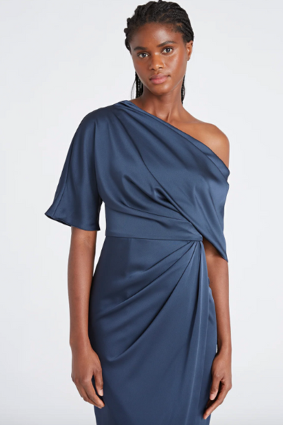 Rayna One Shoulder Draped Dress by Theia Couture - RENTAL