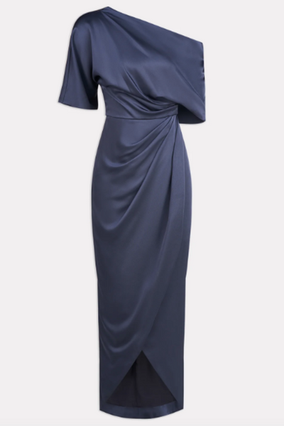Rayna One Shoulder Draped Dress in Blue by Theia Couture - RENTAL