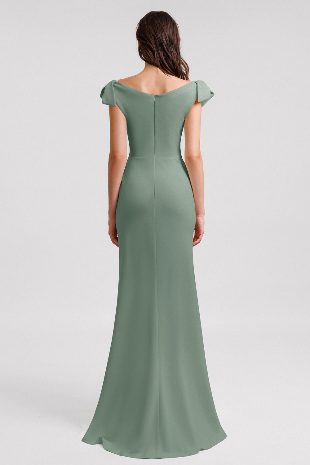 sage green maxi dress bridesmaid Straps Sage Green Appliques A-line Long Formal Dress fg4484 – formalgowns main image 1