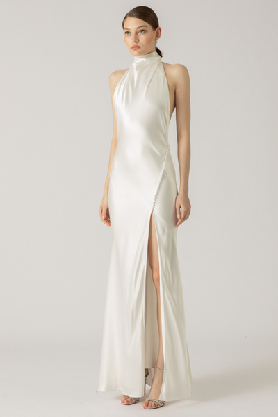 Penelope Satin Gown in Ivory by Sau Lee - RENTAL