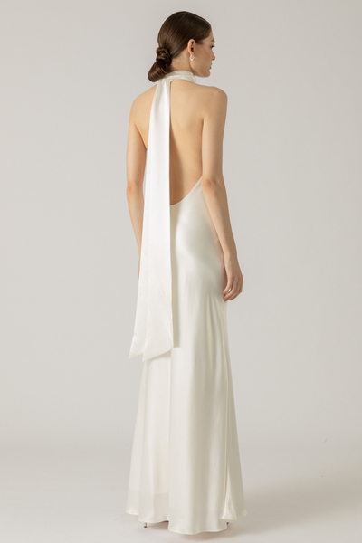 Penelope Satin Gown in Ivory by Sau Lee - RENTAL