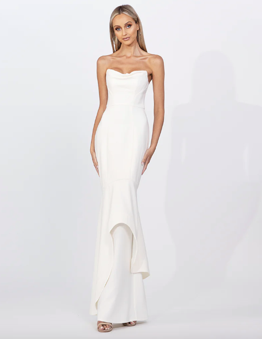 Hollywood Gown in White by Bariano - RENTAL