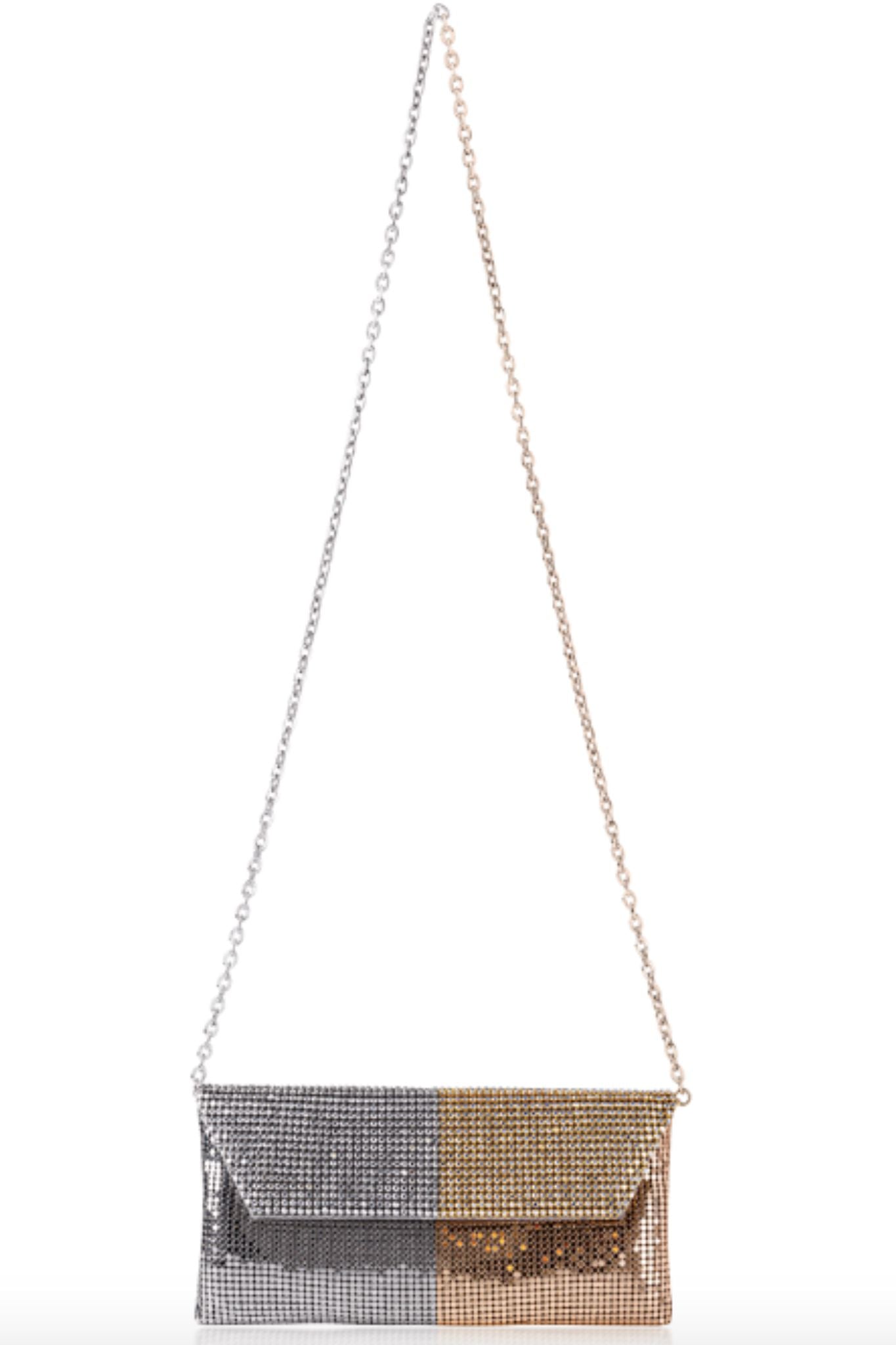 Anya Two-Tone Duet Clutch in Silver and Gold by Whiting and Davis - RENTAL