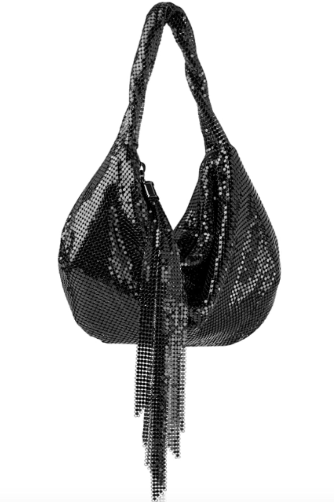 Marisol Mesh Hobo Bag in Black by Whiting and Davis - RENTAL
