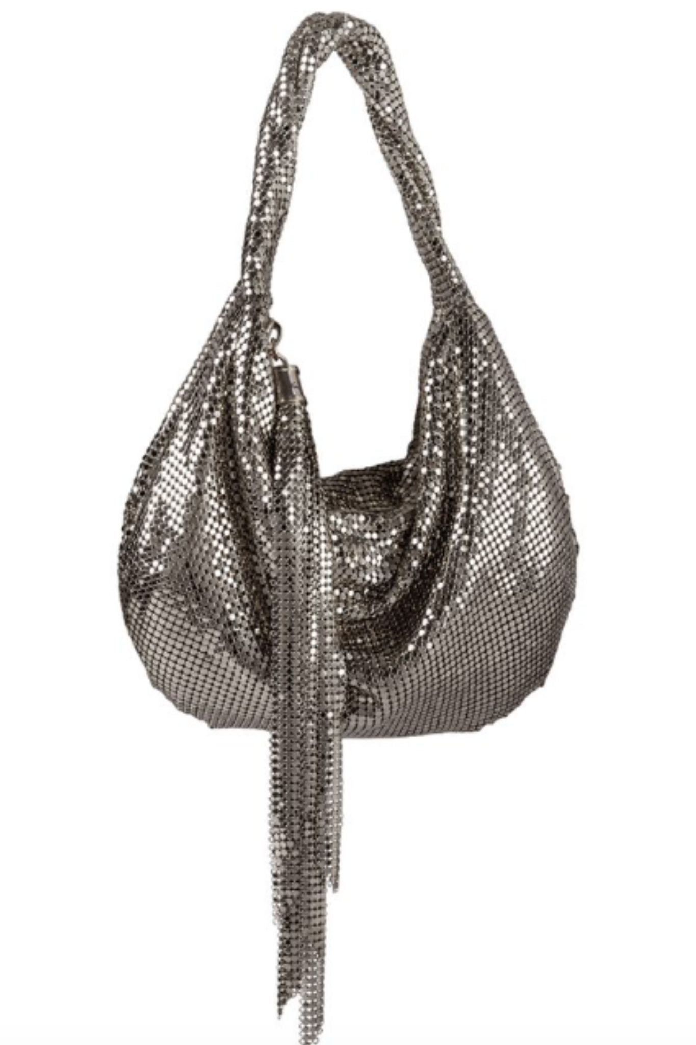 Marisol Mesh Hobo Bag in Gunmetal by Whiting and Davis - RENTAL