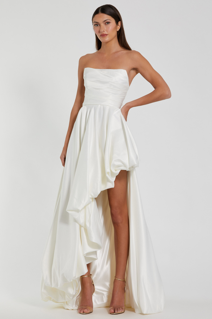 Alexandria Strapless Ruched High Low Gown by Mac Duggal - RENTAL The Fitzroy Alexandria Strapless Ruched High Low Gown by Mac Duggal - RENTAL The Fitzroy