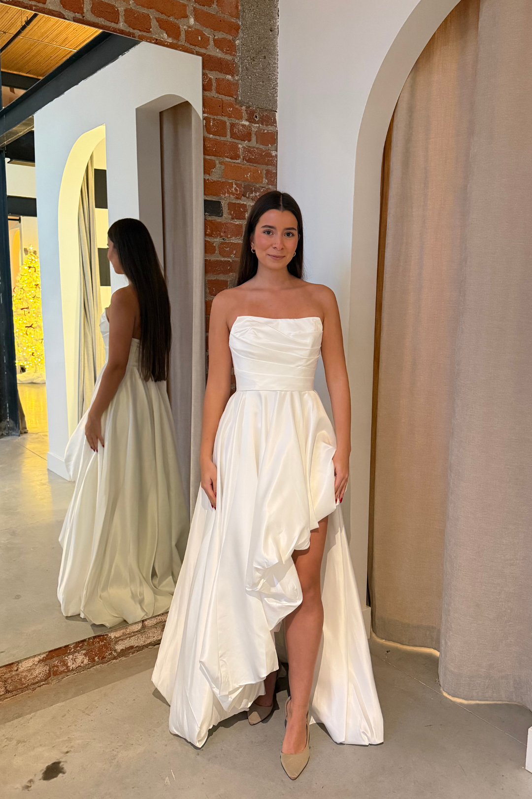 Alexandria Strapless Ruched High Low Gown by Mac Duggal