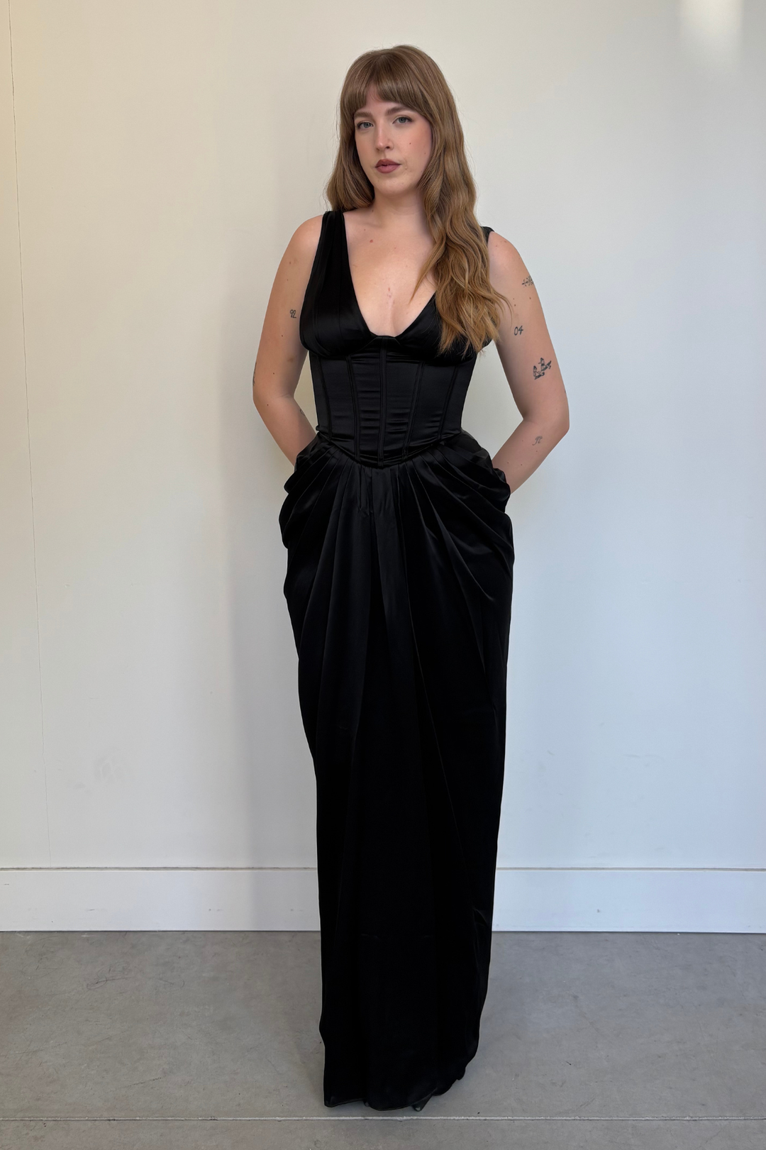 hourglass maxi dress Angeline Black Satin Hourglass Maxi Dress by House of CB- RENTAL – The  Fitzroy