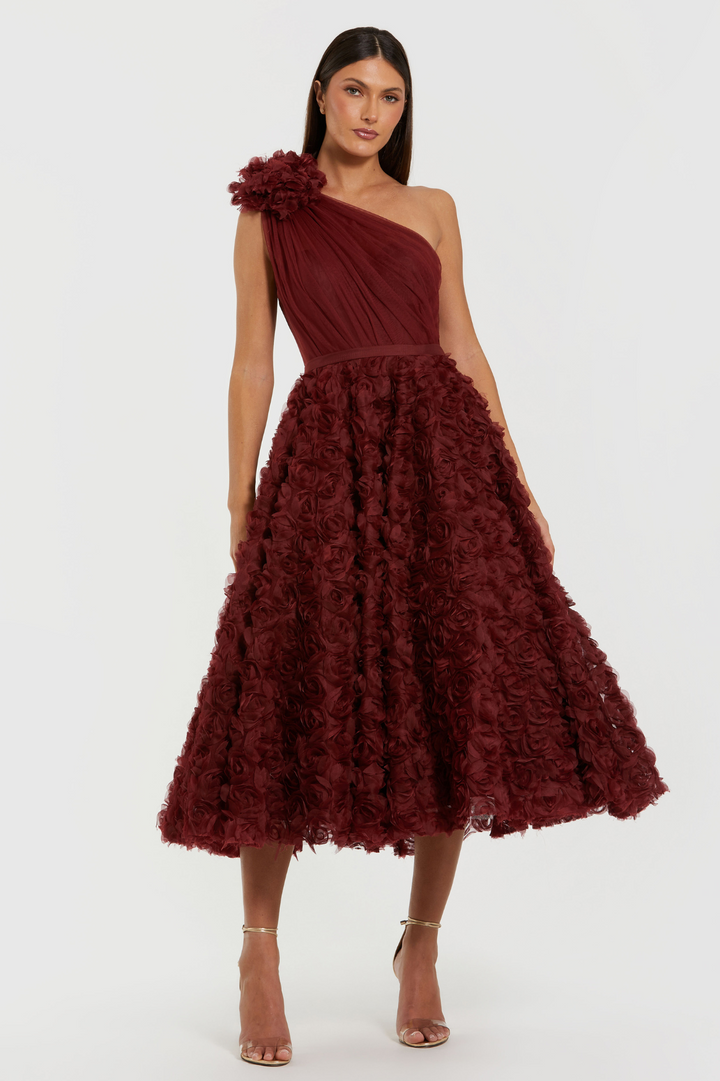 Annette One Shoulder Midi Dress by Mac Duggal