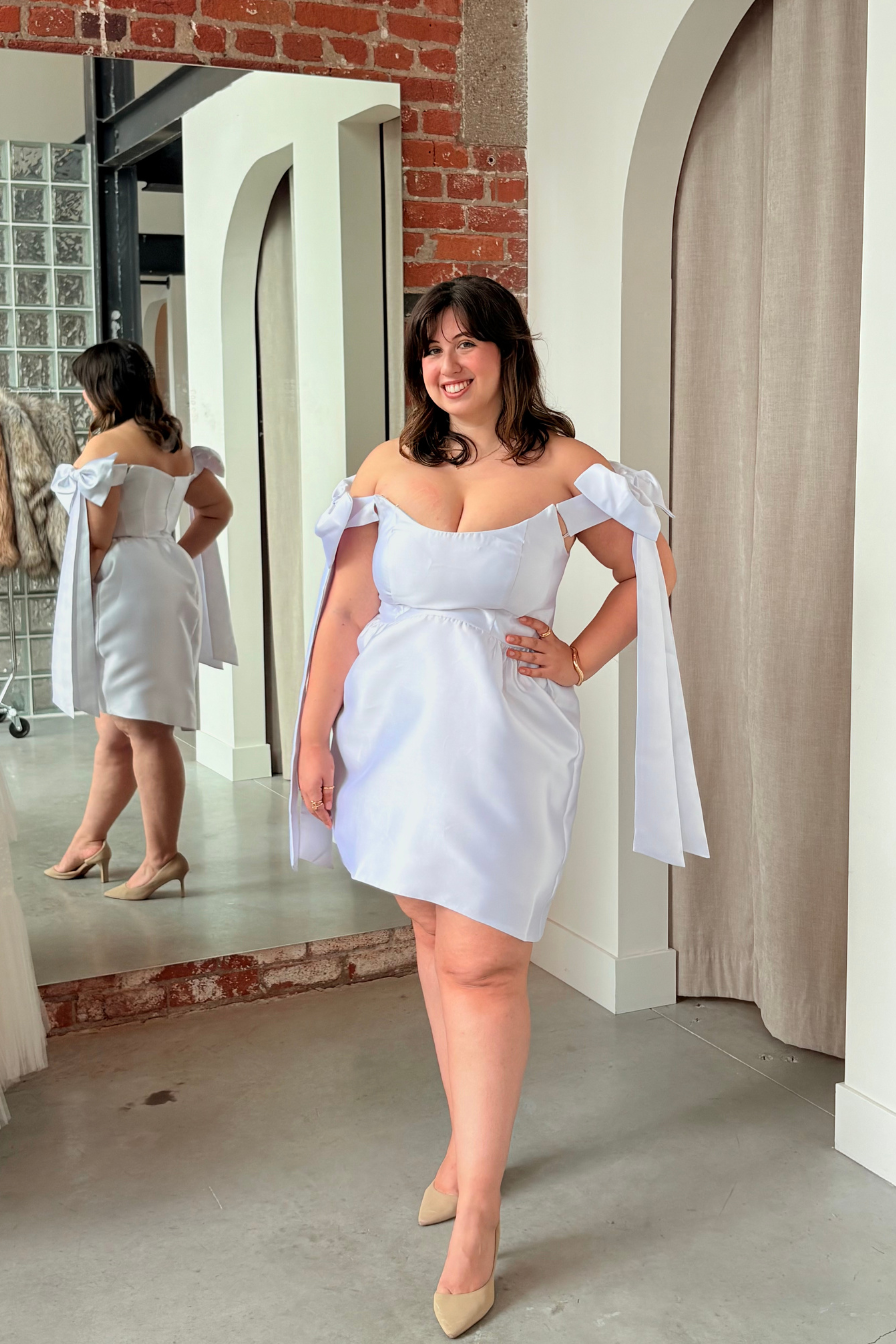 Arabella Bow Dress in White by Bariano