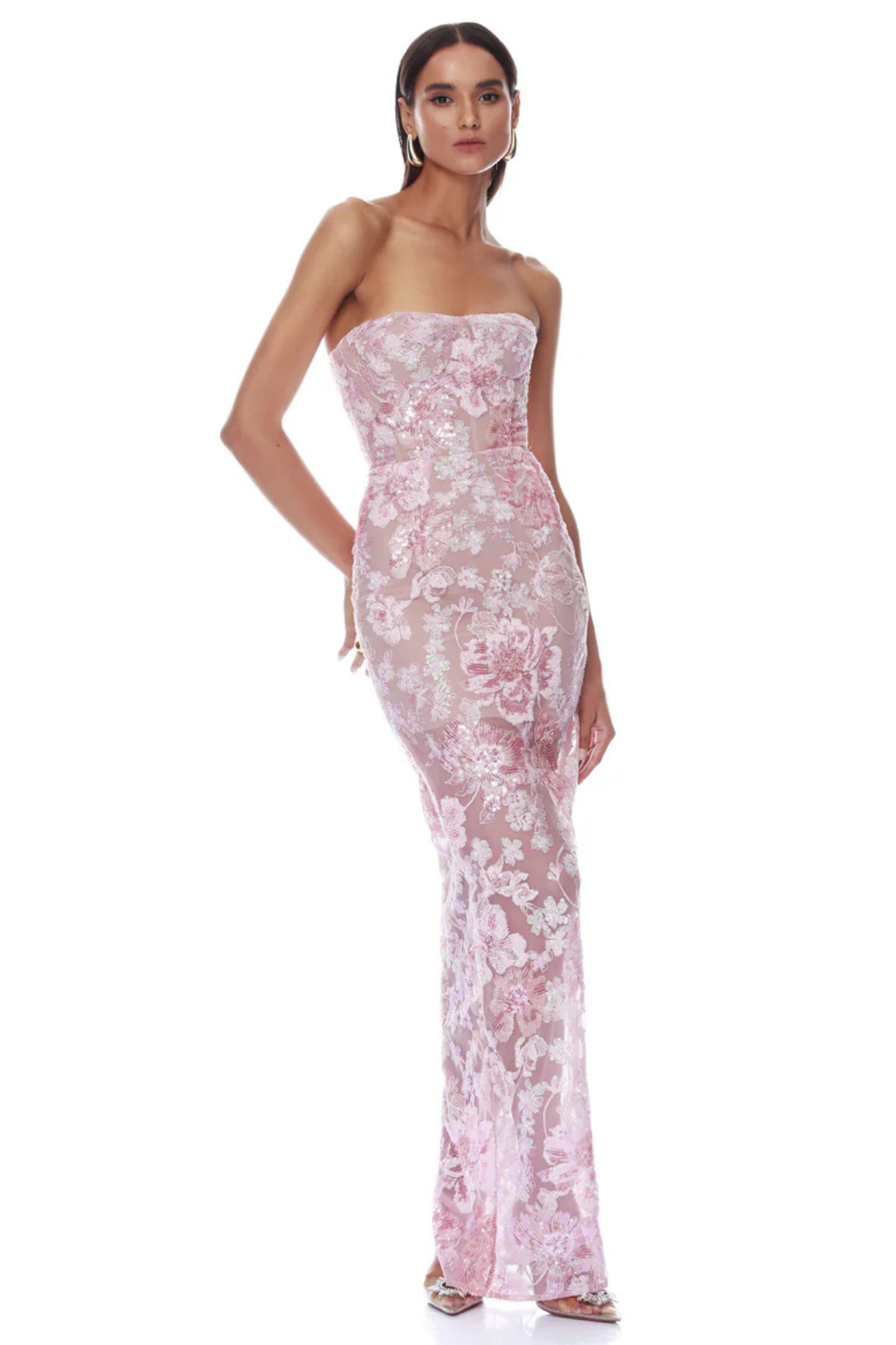 Capri Sequin Strapless Maxi Dress by Bronx and Banco