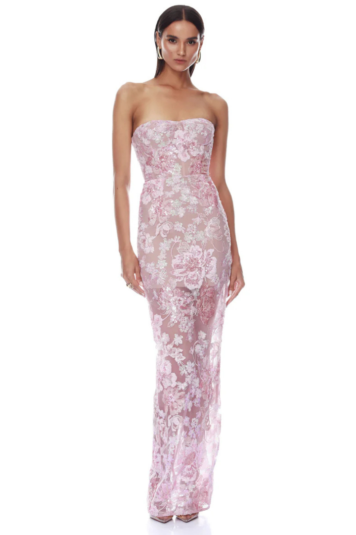 Capri Sequin Strapless Maxi Dress by Bronx and Banco