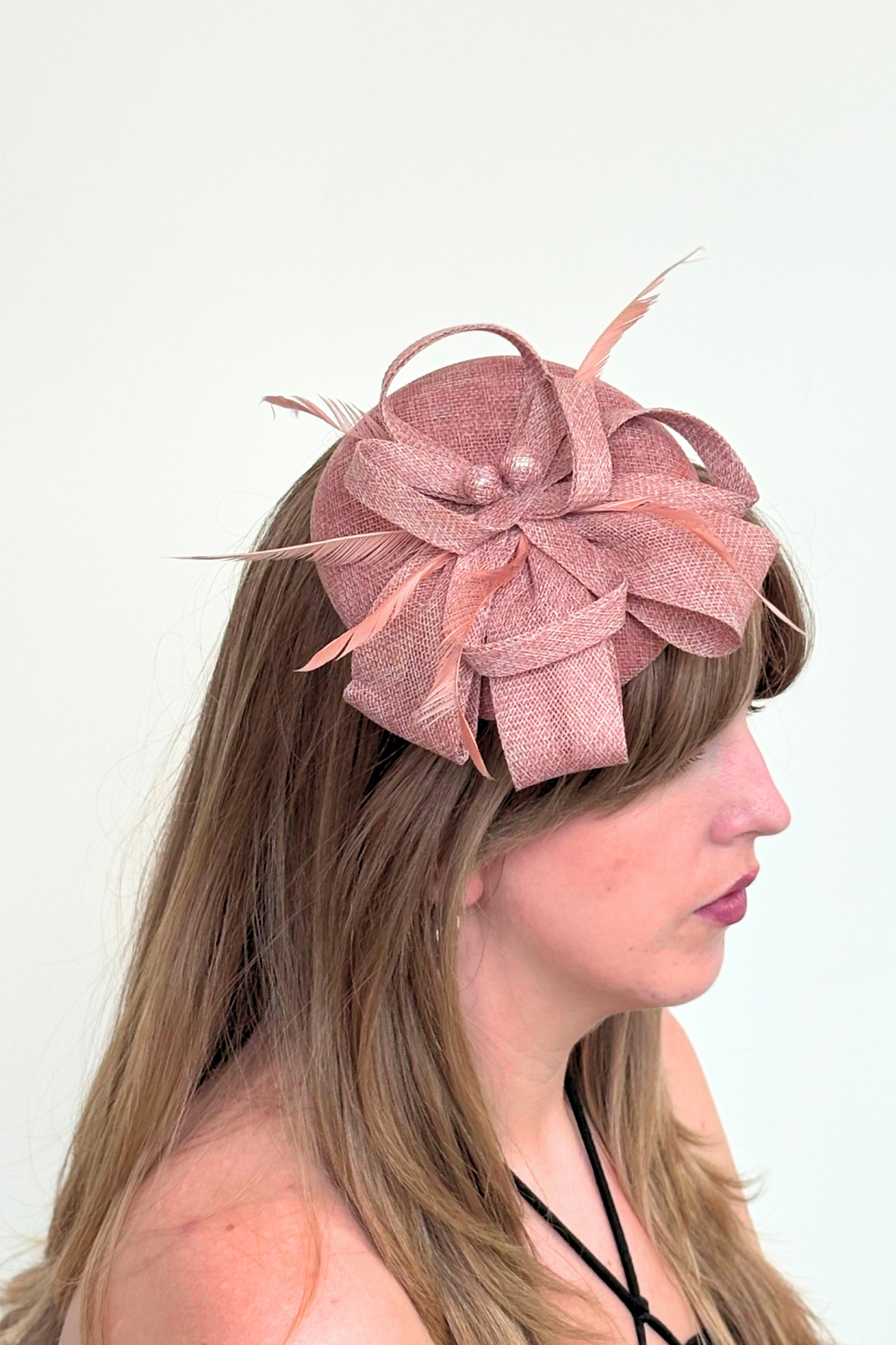 Chance Dusty Rose Fascinator - RENTAL