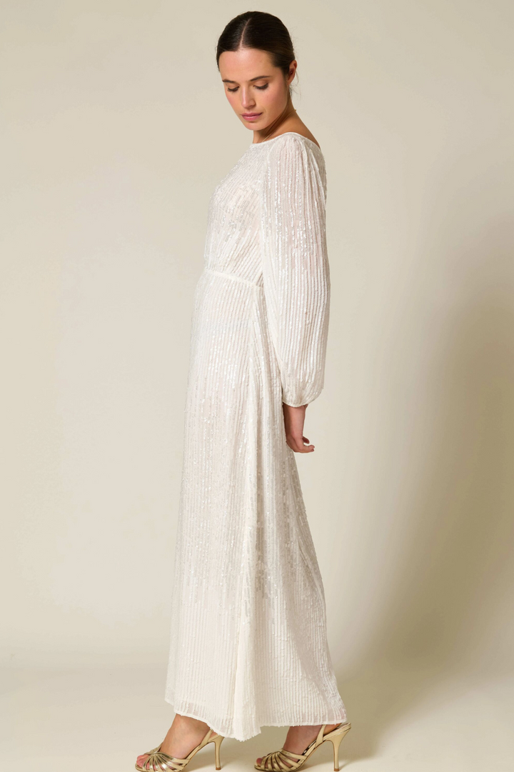 rixo london coco sequin dress Coco Sequinned Midi Dress in Ivory Sequin