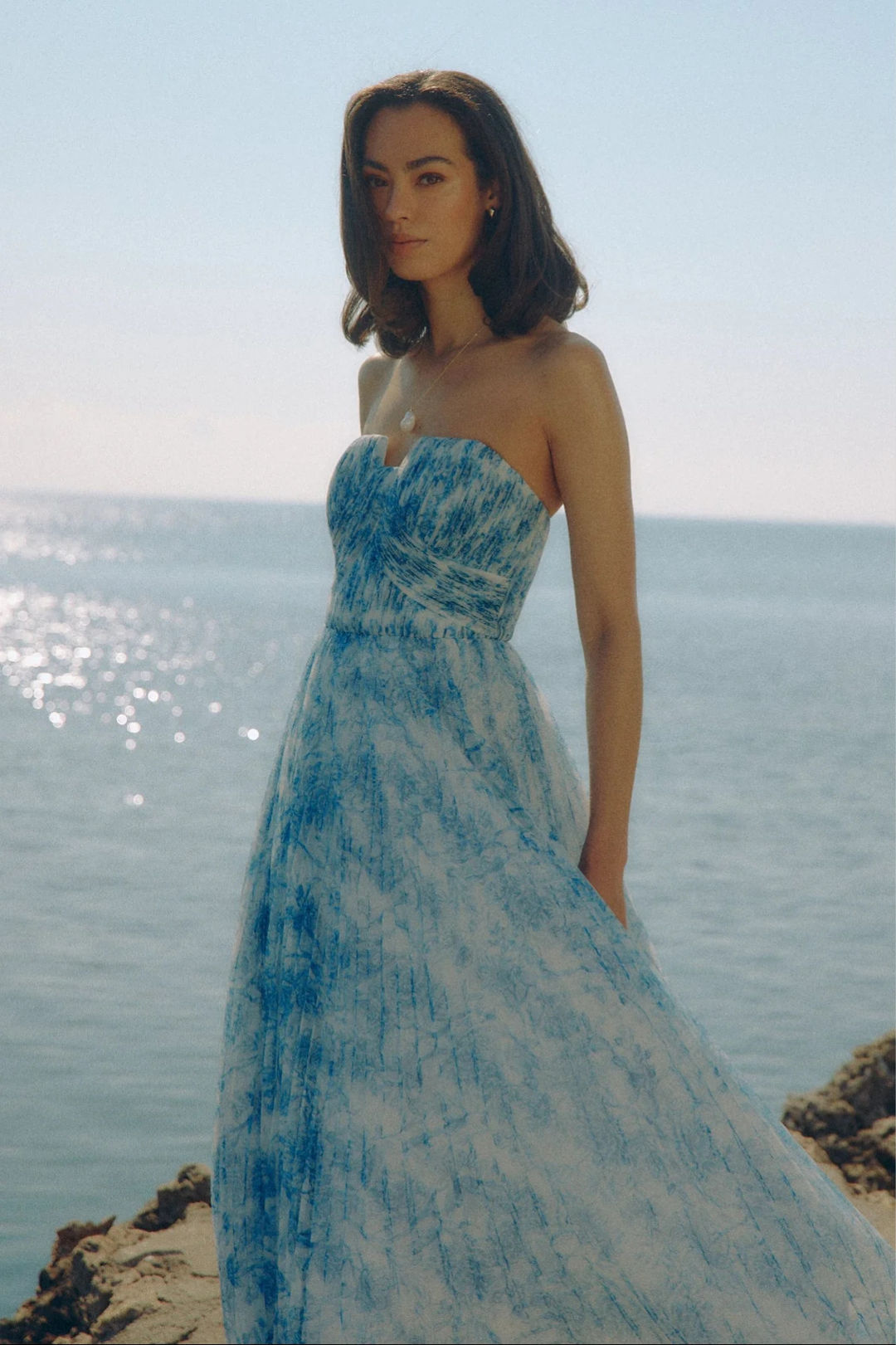 hutch corene strapless floral tulle a line midi dress Corene Gown by Hutch