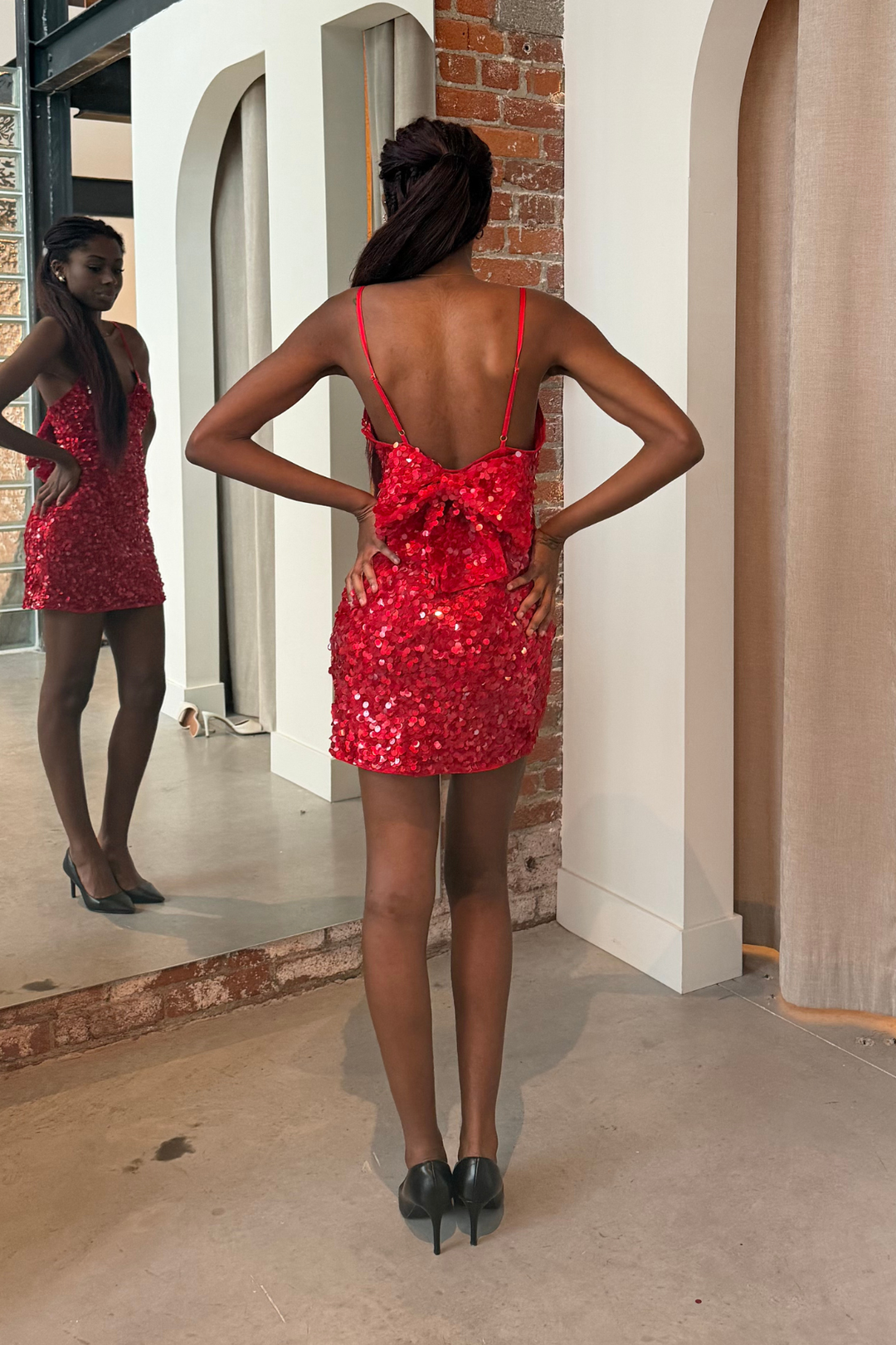 knee length dresses for ladies Dolly Sequin Mini Dress by LoveShackFancy
