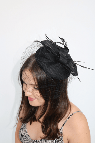 Eclipse Black Fascinator - RENTAL