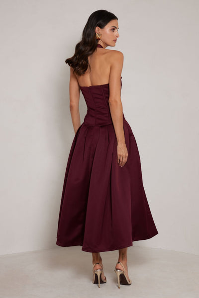 Dakota Dress in Wine by Elle Zeitoune - RENTAL