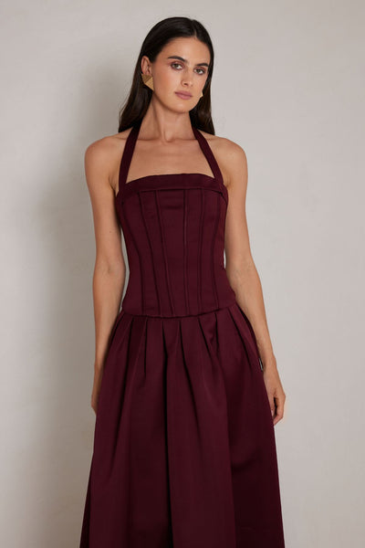 Dakota Dress in Wine by Elle Zeitoune - RENTAL