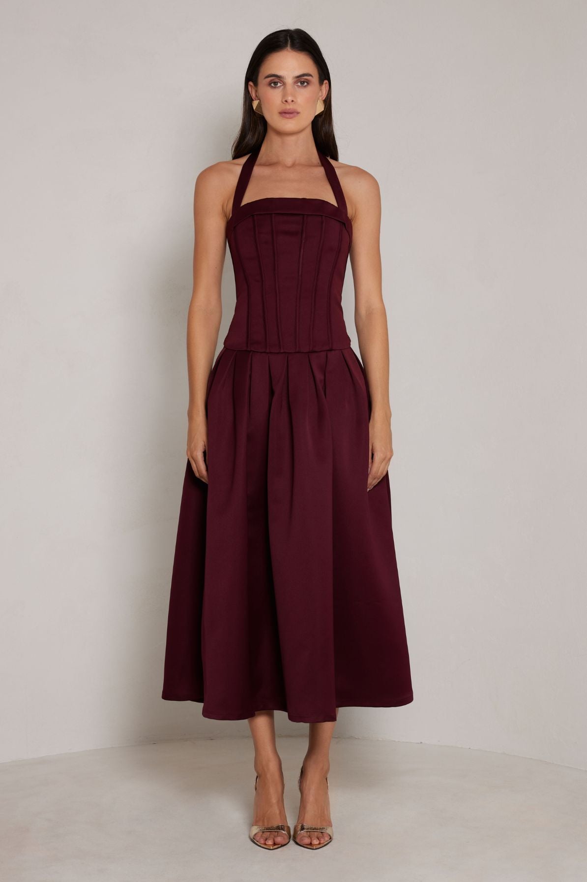 Dakota Dress in Wine by Elle Zeitoune - RENTAL