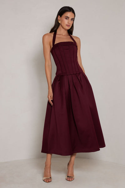 Dakota Dress in Wine by Elle Zeitoune - RENTAL