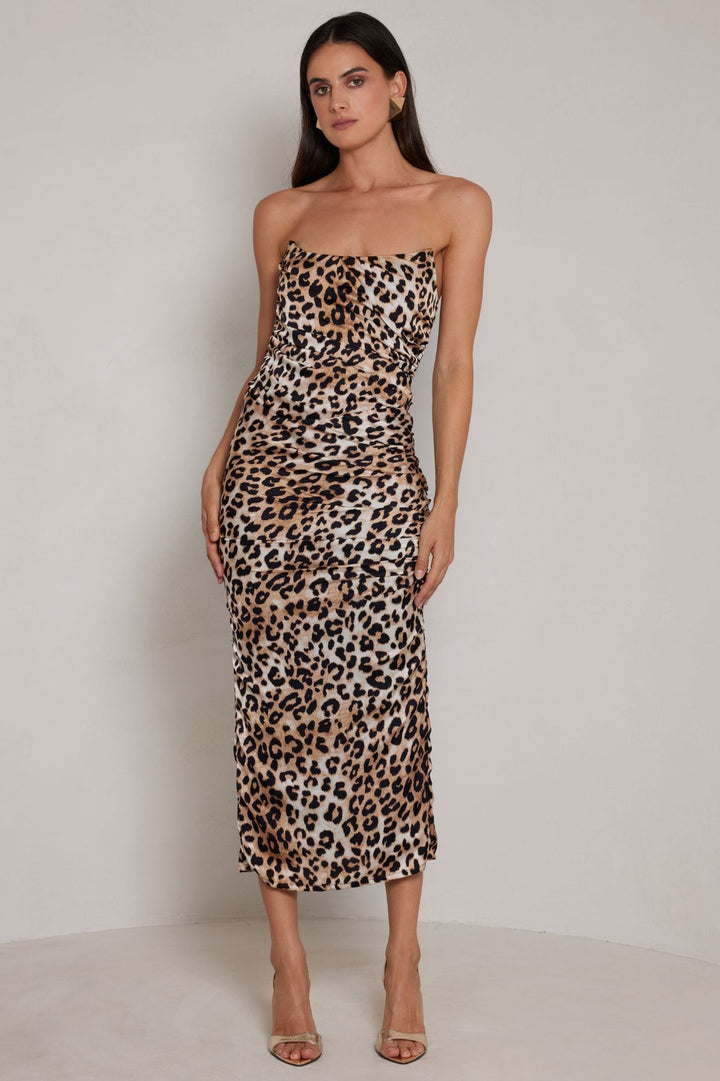 Rayleigh Leopard Midi Dress by Elle Zeitoune