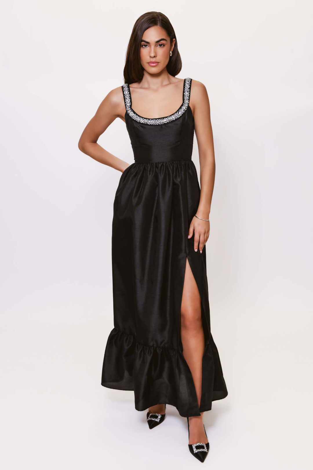 hutch emaline satin maxi dress Hutch Emaline Satin Maxi Slipdress In Multi