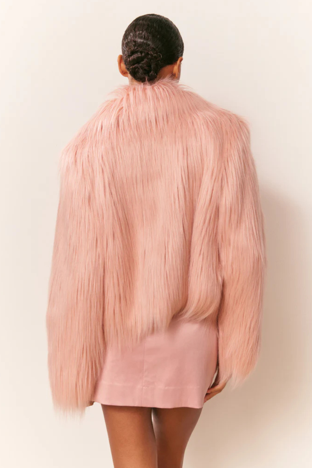 Fallon Faux Fur Jacket in Dusty Pink by LoveShackFancy - RENTAL