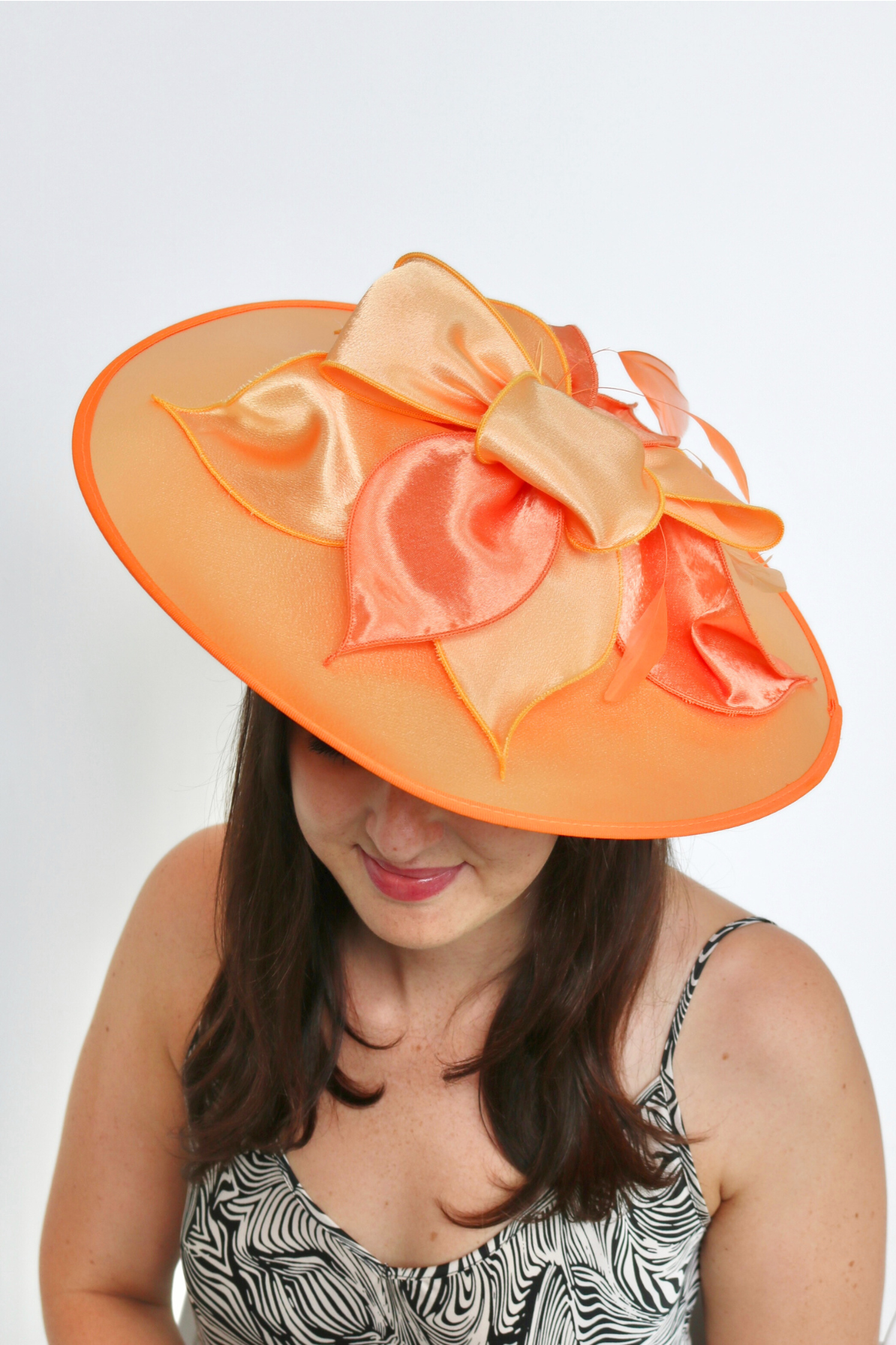 Foxglove Orange Fascinator - RENTAL