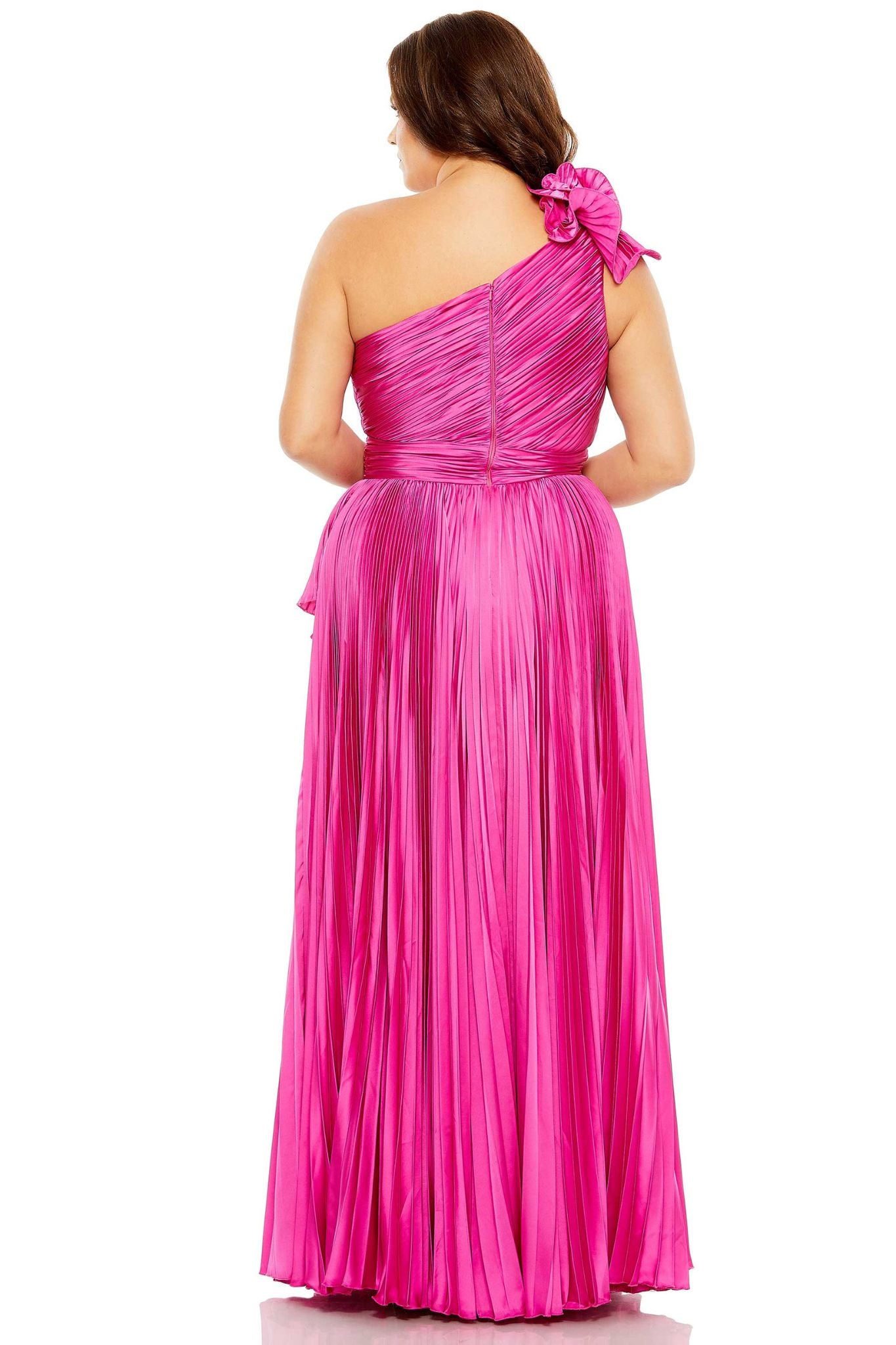 Amara One-Shoulder Gown in Hot Pink by Mac Duggal - RENTAL