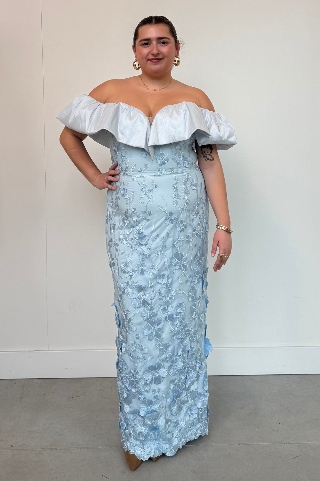 knee length dresses for ladies Angel Maternity Shoulder Tie Maternity Maxi Lilliana Dress in Blue Print
