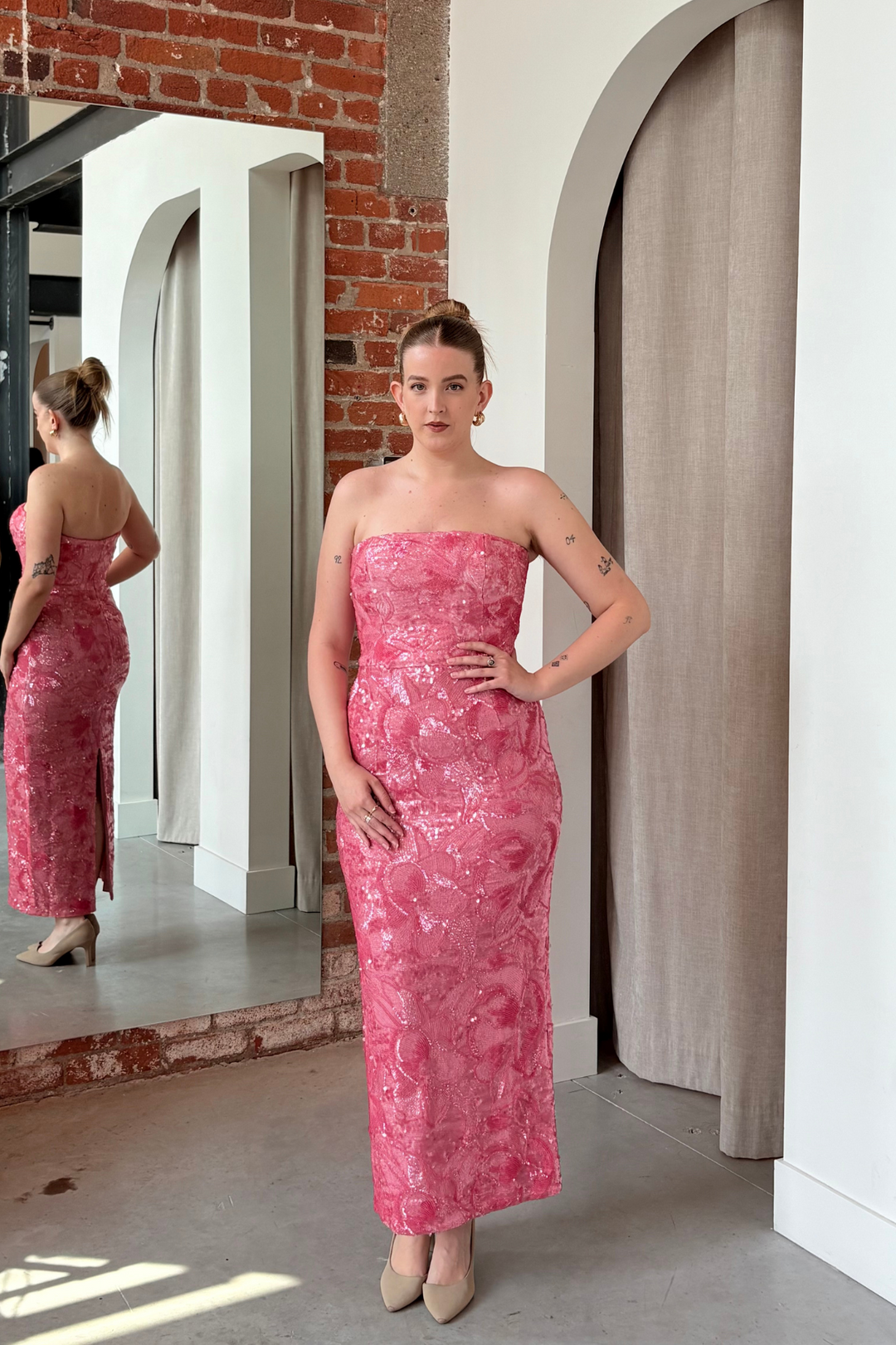 Leslie Dress in Rose Pink by HELSI - RENTAL – The Fitzroy