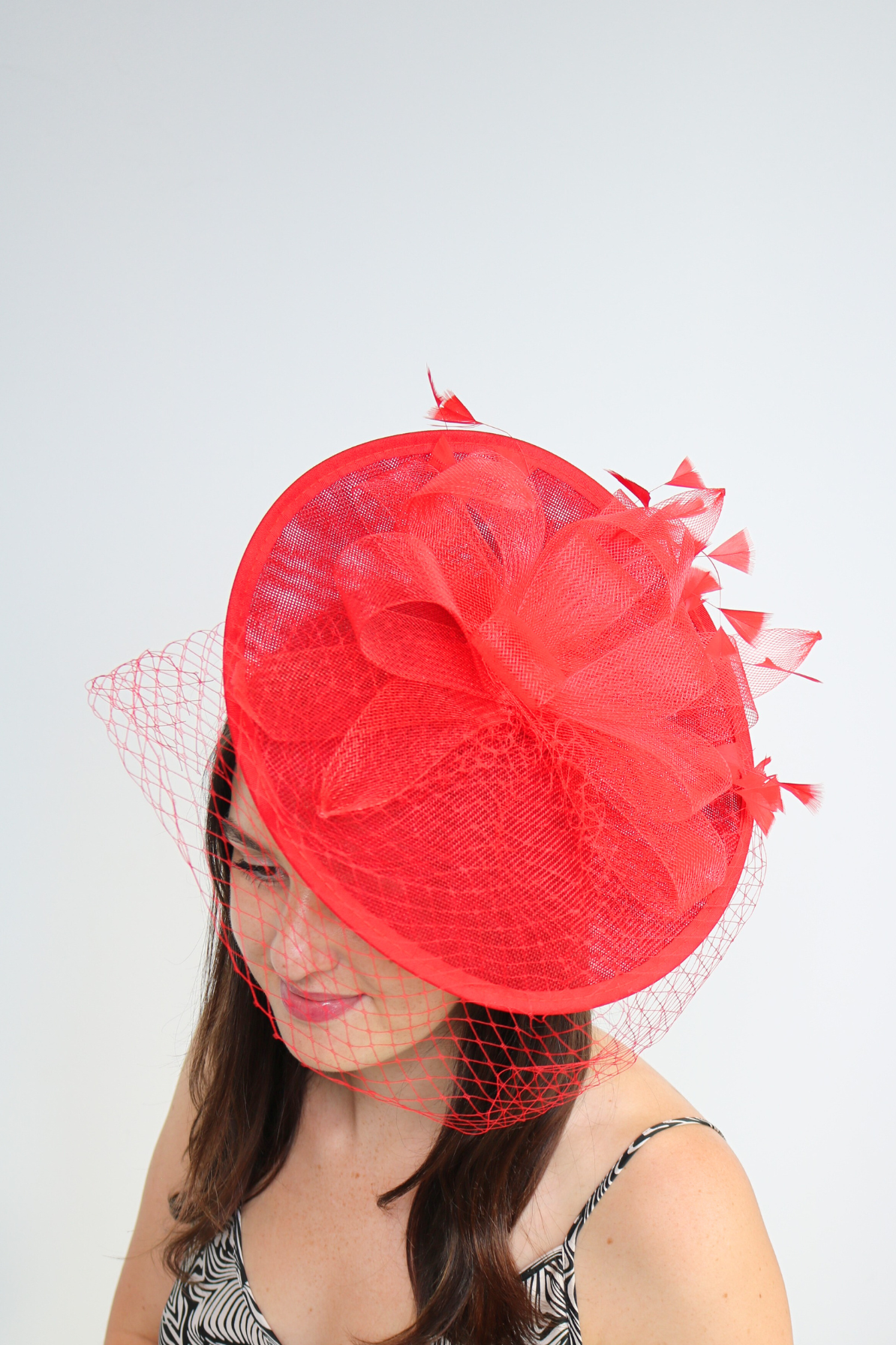 Jackie Red Fascinator - RENTAL