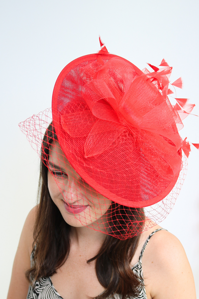 Jackie Red Fascinator - RENTAL
