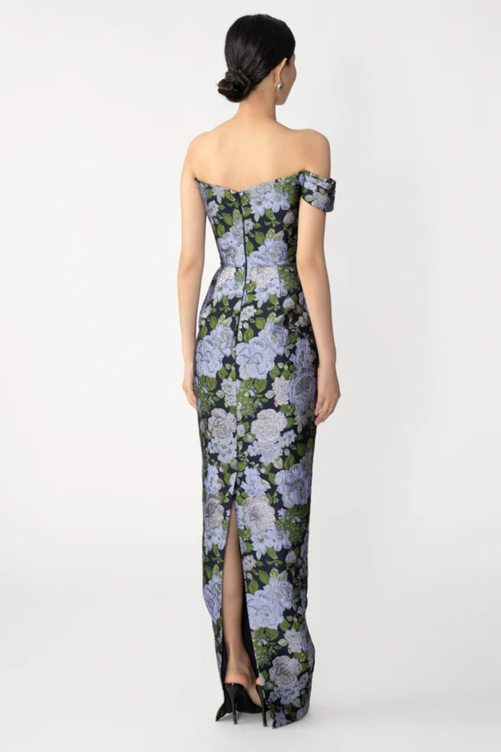 Jackson Jacquard Gown in Blue Floral by Sau Lee - RENTAL – The Fitzroy