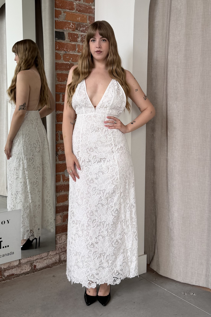 ronny kobo white lace dress Ronny Kobo Tamsin Off-The-Shoulder Ruched Lace Maxi Dress
