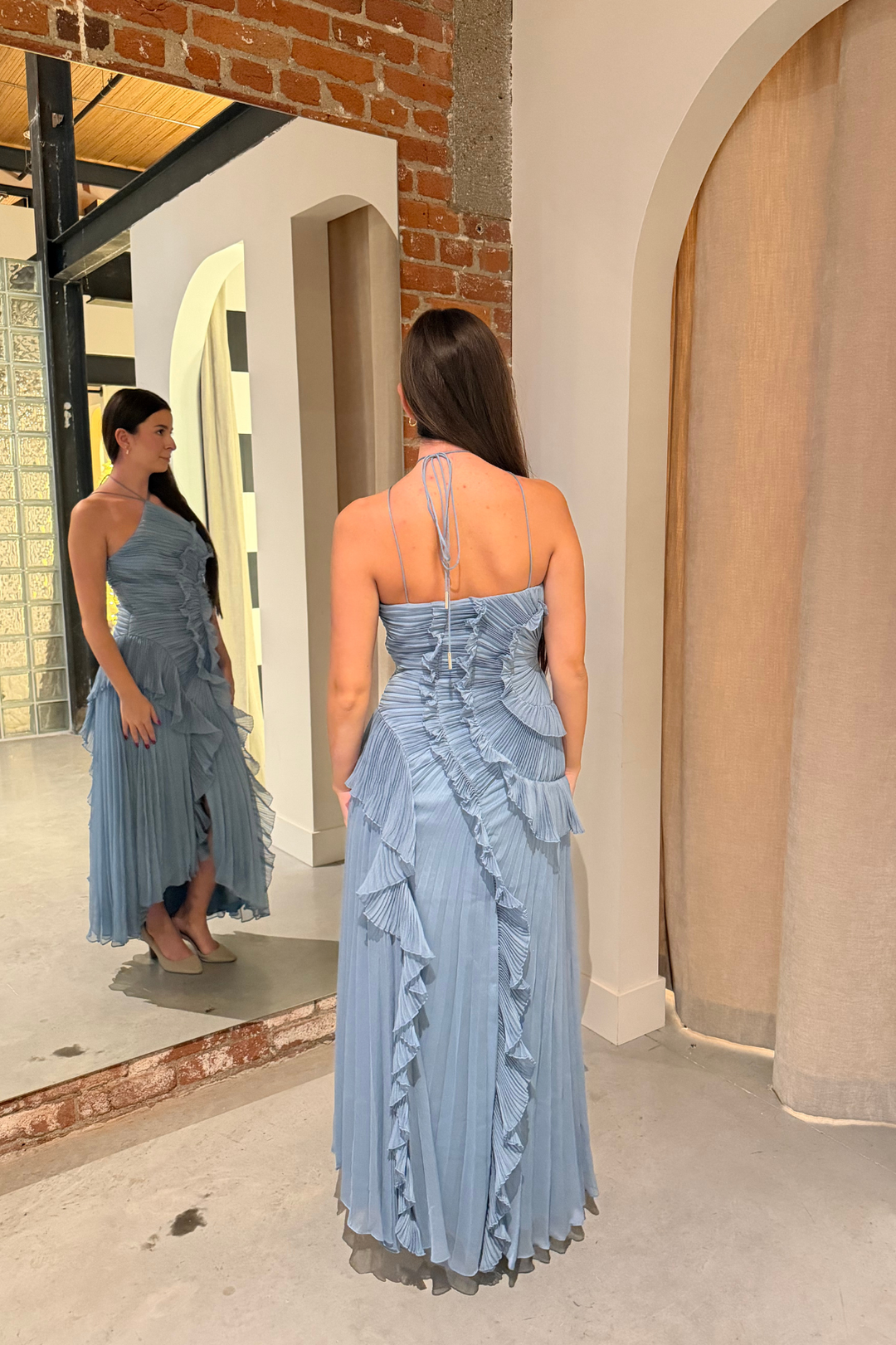 Lorelie Halter Gown in Blue by AMUR