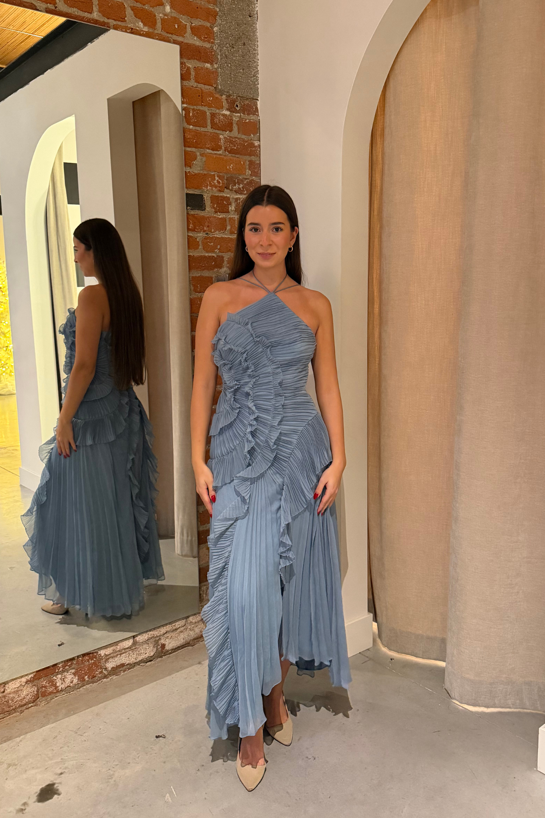 Lorelie Halter Gown in Blue by AMUR