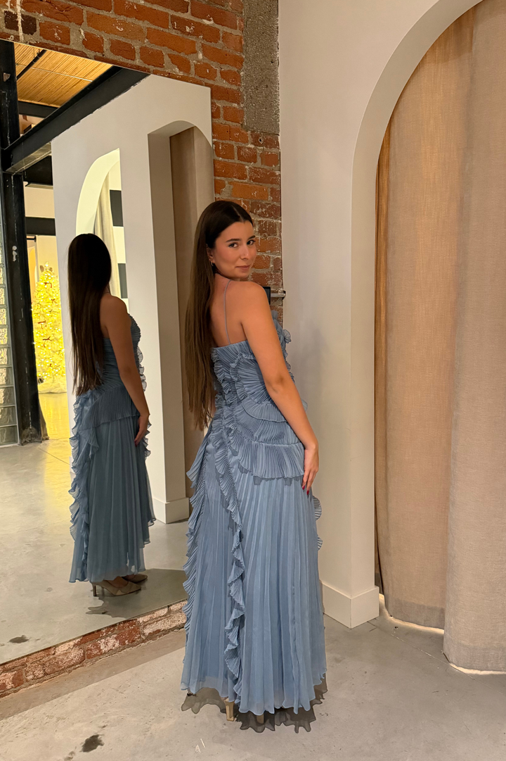 amur blue dress Lorelie Halter Gown in by Black 'Dragon Spine' Gothic group:K1115 Waist Size:36 featuring an elegant sleeveless