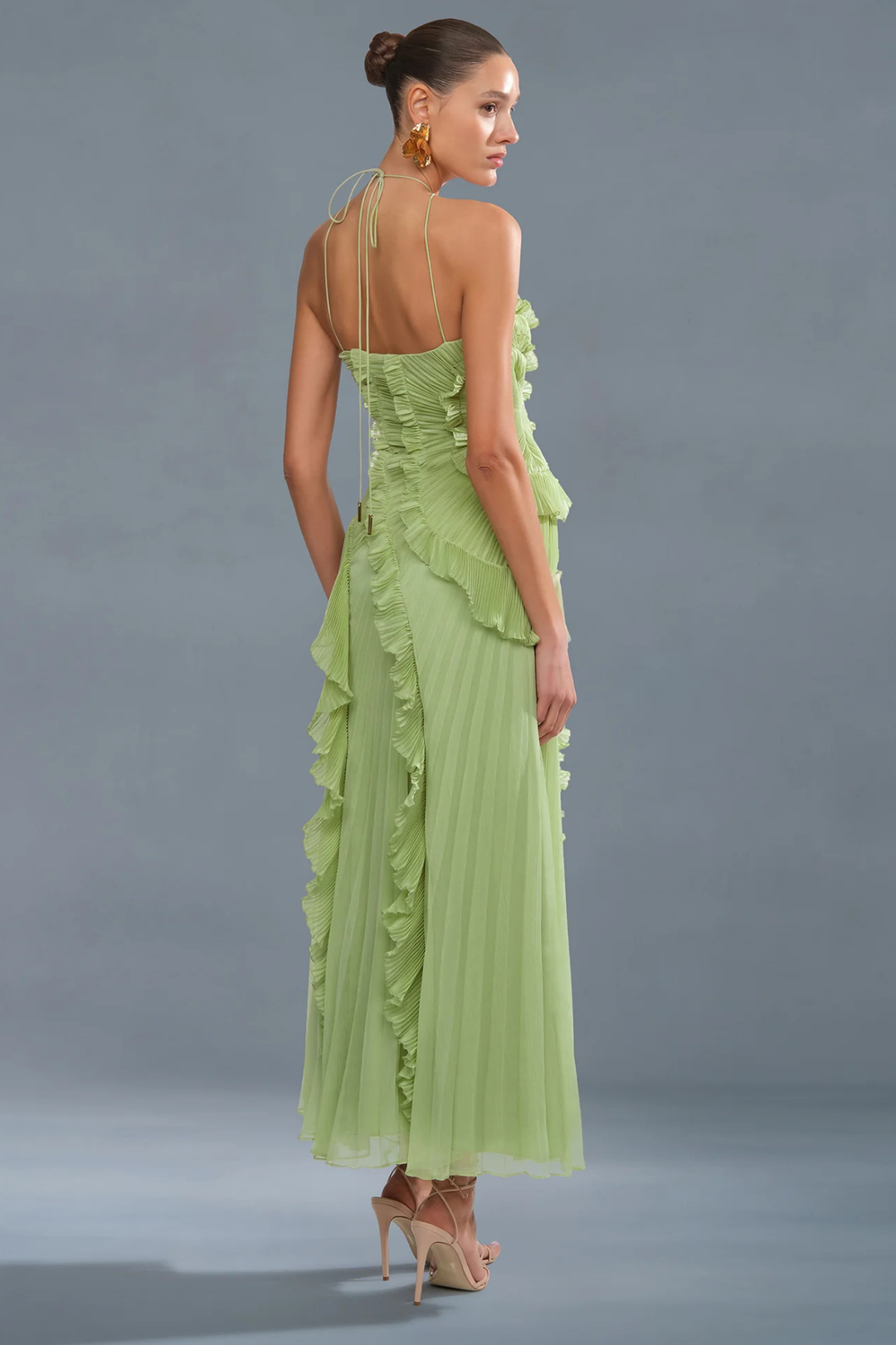 Lorelie Halter Gown in Sage Green by AMUR - RENTAL The Fitzroy Lorelie Halter Gown in Sage Green by AMUR - RENTAL The Fitzroy