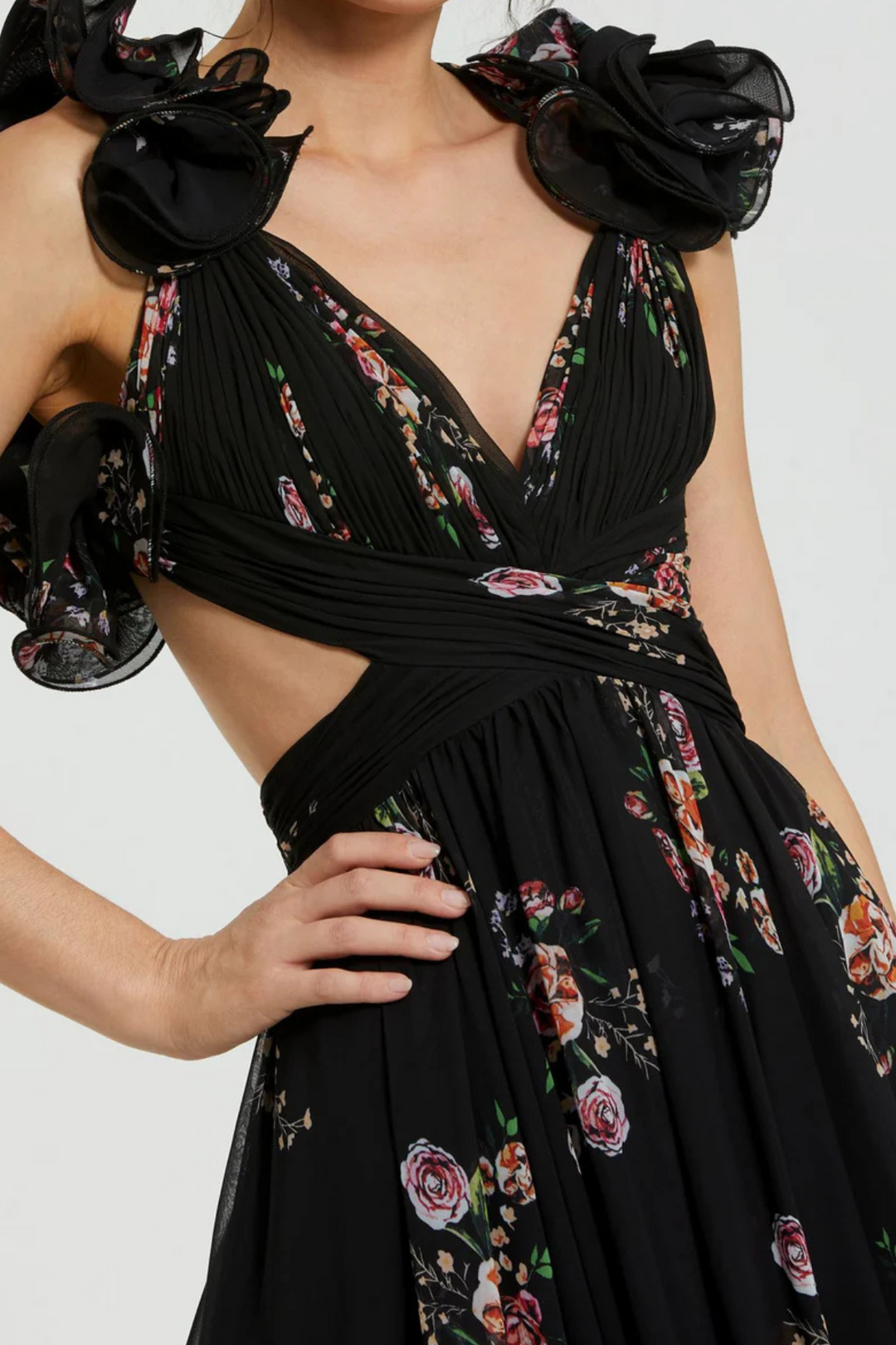 barcelona midi dress Barcelona Midi Dress in Black Floral by Mac Duggal
