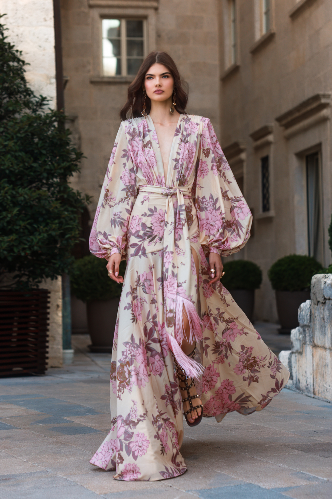 Magnolia Gown in Blush Multi by Bronx and Banco