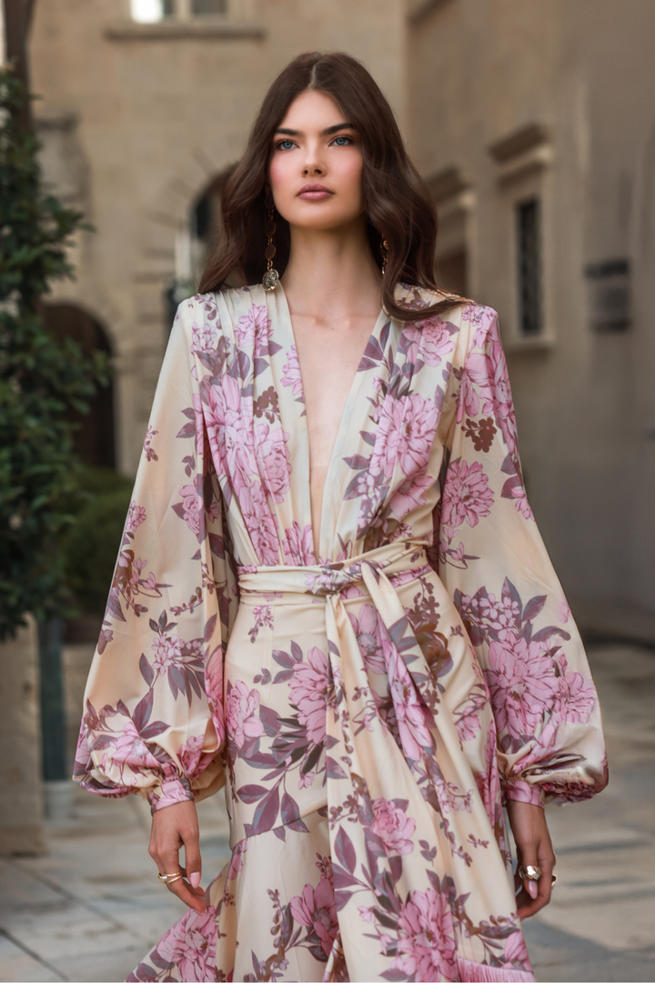 Magnolia Gown in Blush Multi by Bronx and Banco